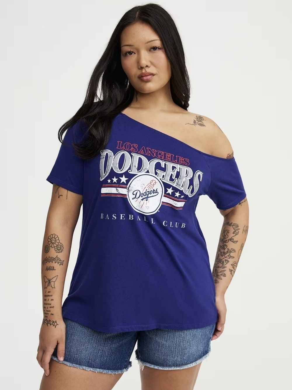 Torrid Off-Shoulder Dodger Blue MLB -  Graphic Tee